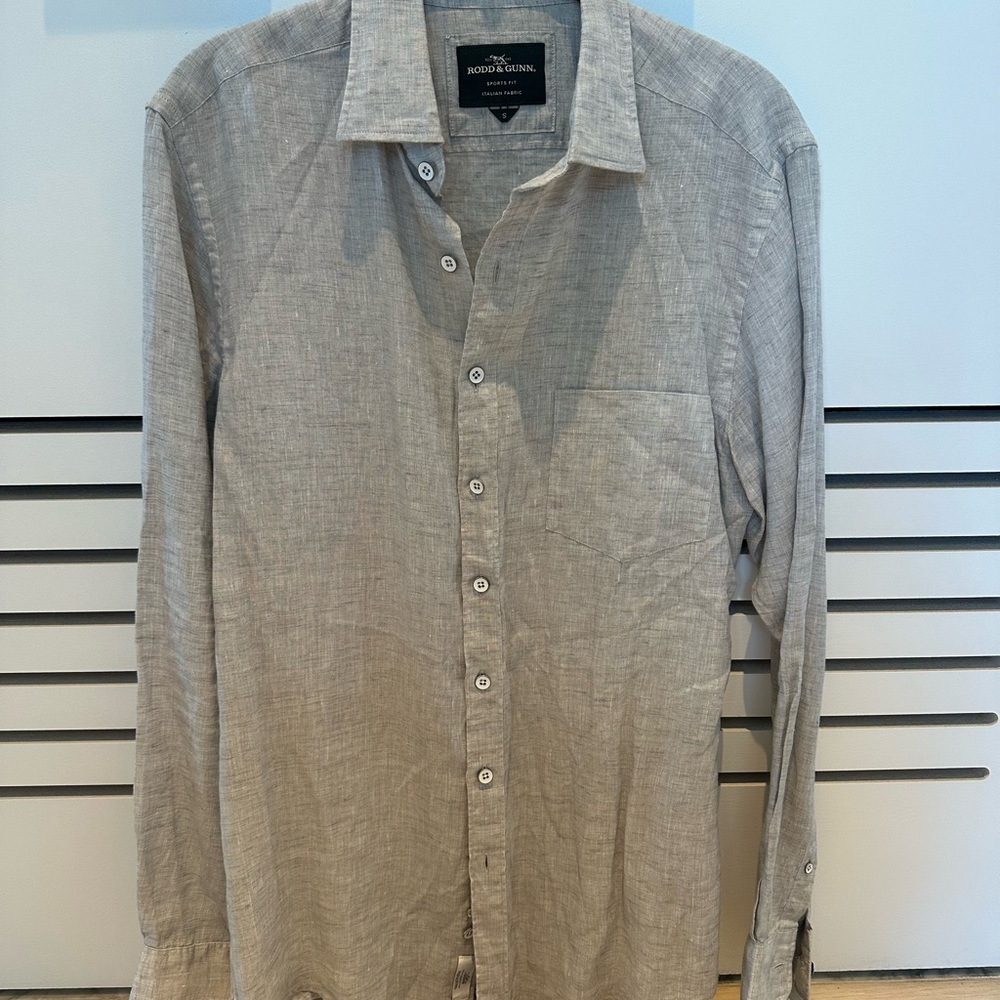 Rodd & Gunn Men's Light Gray 100% Linen Button Down Shirt